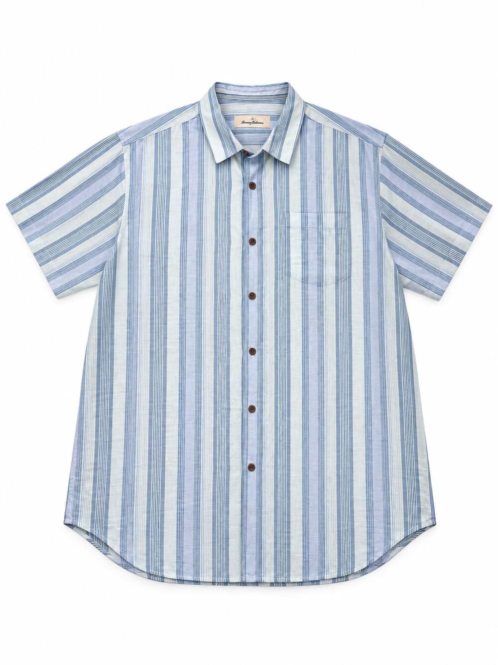 Tommy Bahama Men’s XL 100% Linen Blue Striped Short Sleeve Button Down Shirt